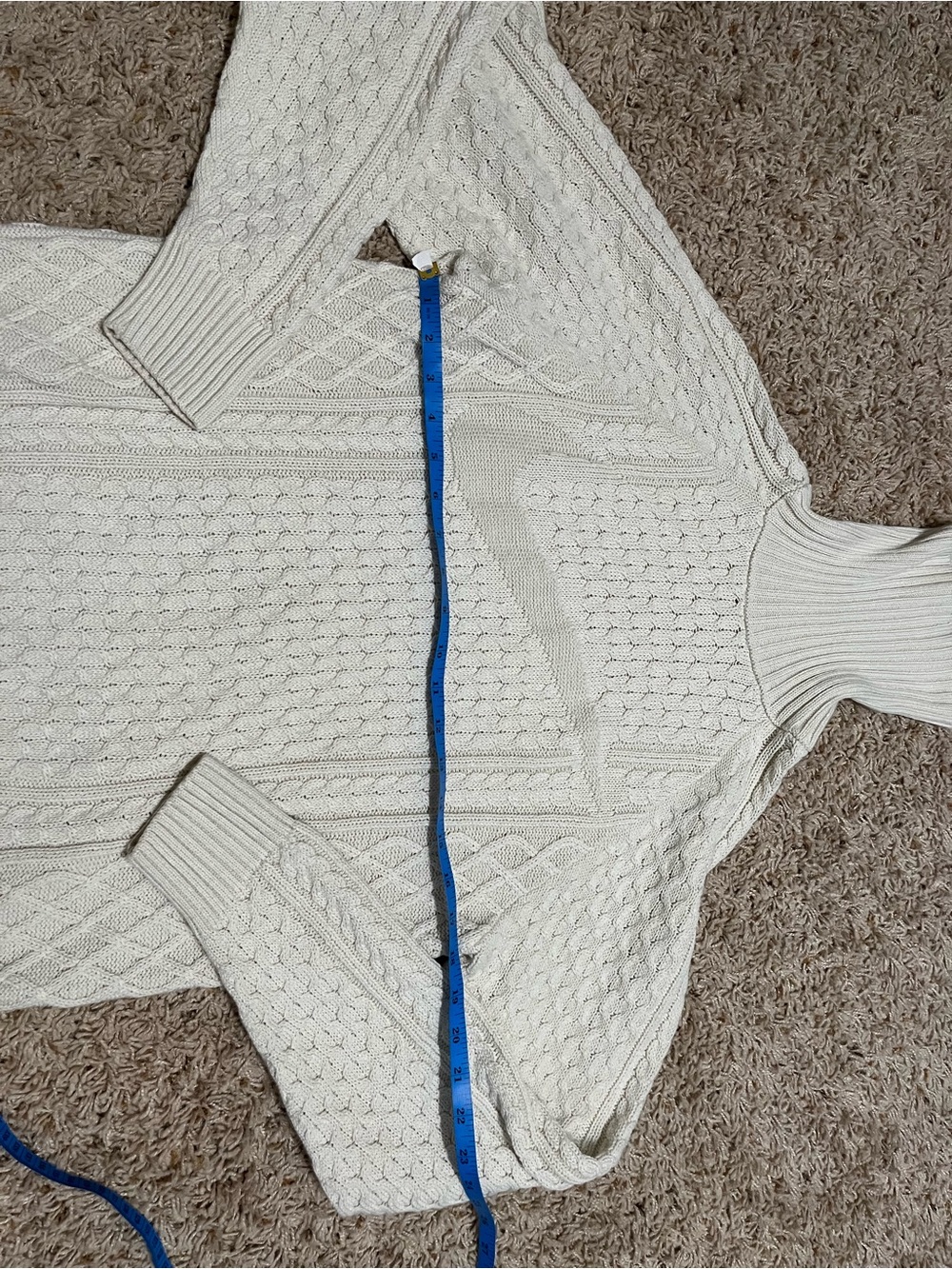 Nike Life Men's Cable Knit Turtleneck in Light Bone Wool Blend Athleisure XS - Picture 4 of 8